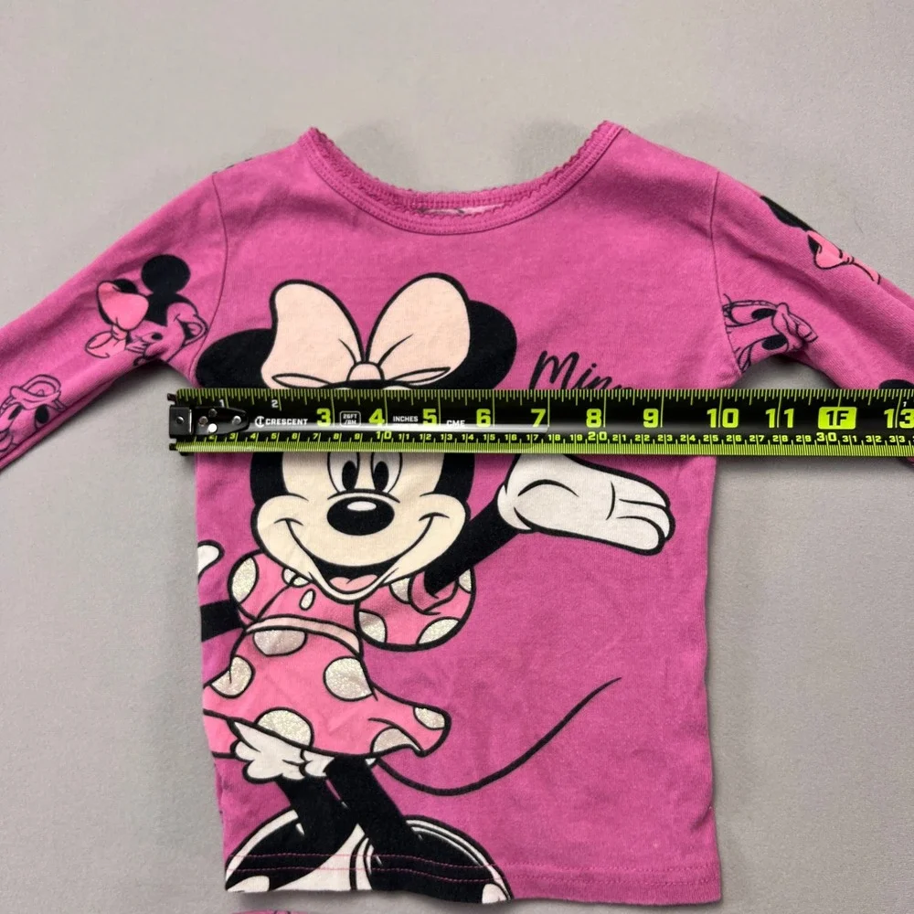 Disney Minnie Mouse 2 Piece Pajama Set Kids 4T Pink Graphic Not Flame Resistant